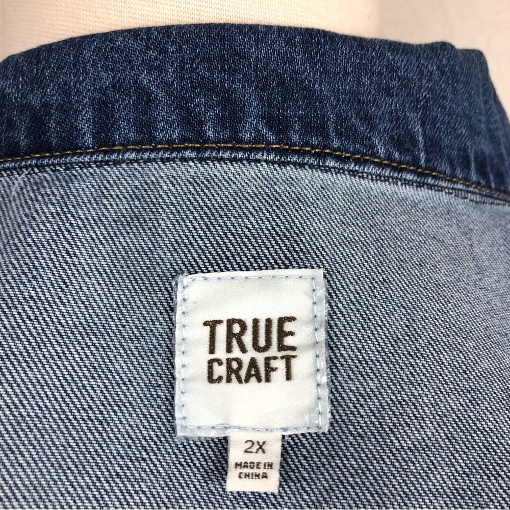 New Plus Size Distressed Denim Jean Jacket-SZ 2X - Picture 7 of 9